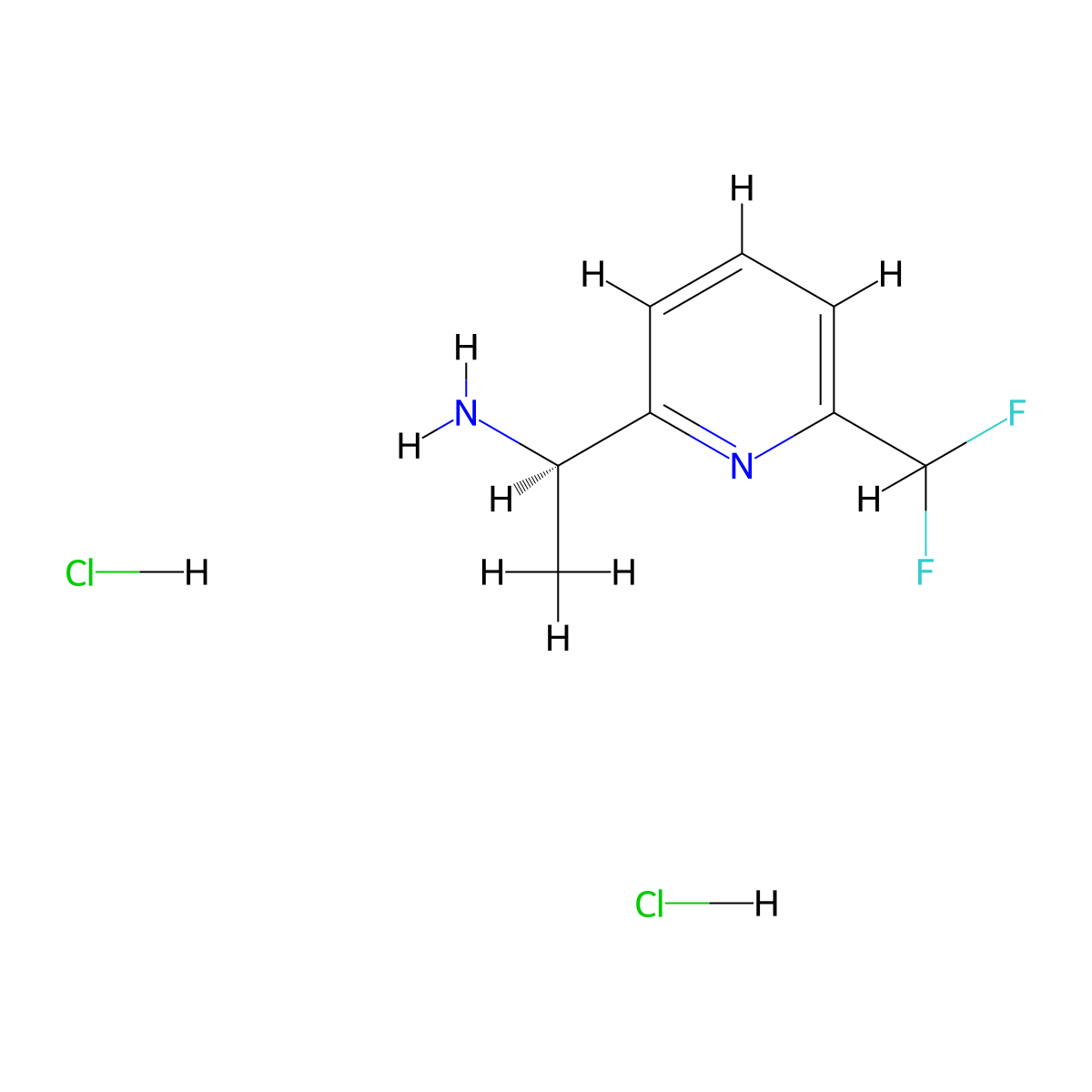 (1R)-1-[6-(difluoromethyl)pyridin-2-yl]ethan-1-amine dihydrochloride molecular structure, CAS 3081979-84-9