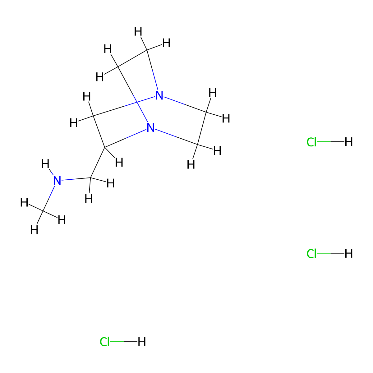 ({1,4-Diazabicyclo[2.2.2]octan-2-yl}methyl)(methyl)amine trihydrochloride molecular structure, CAS 3081979-85-0