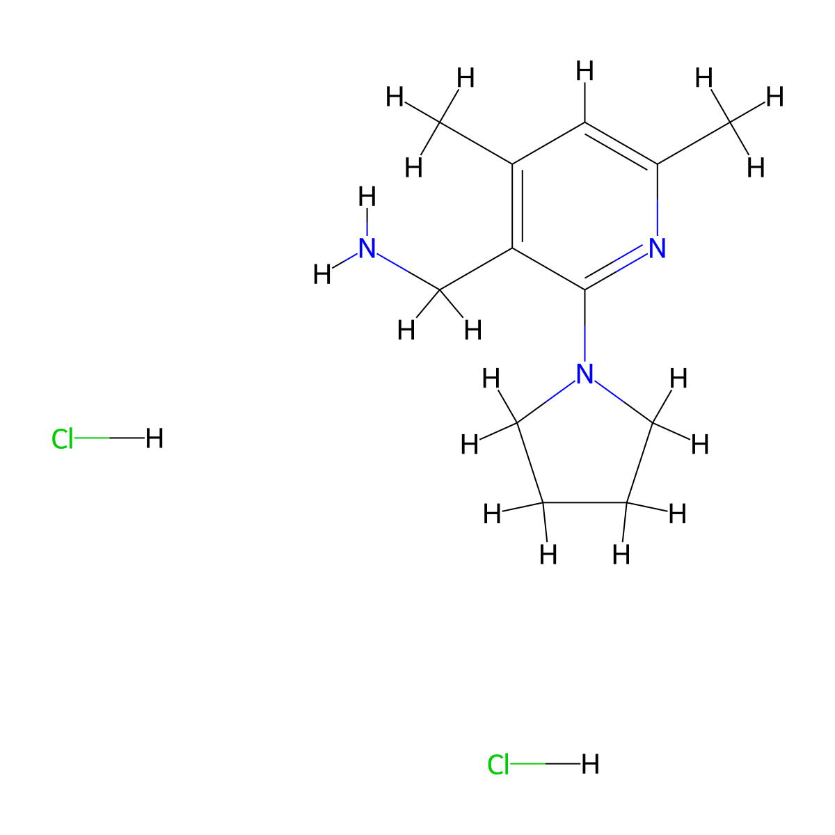 1-[4,6-Dimethyl-2-(pyrrolidin-1-yl)pyridin-3-yl]methanamine dihydrochloride molecular structure, CAS 3081979-90-7