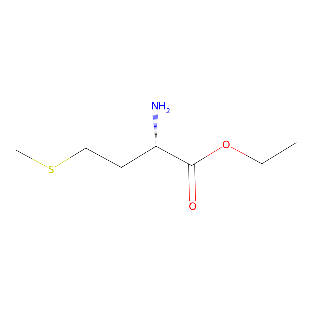 L-Methionine, ethyl ester molecular structure, CAS 3082-77-7