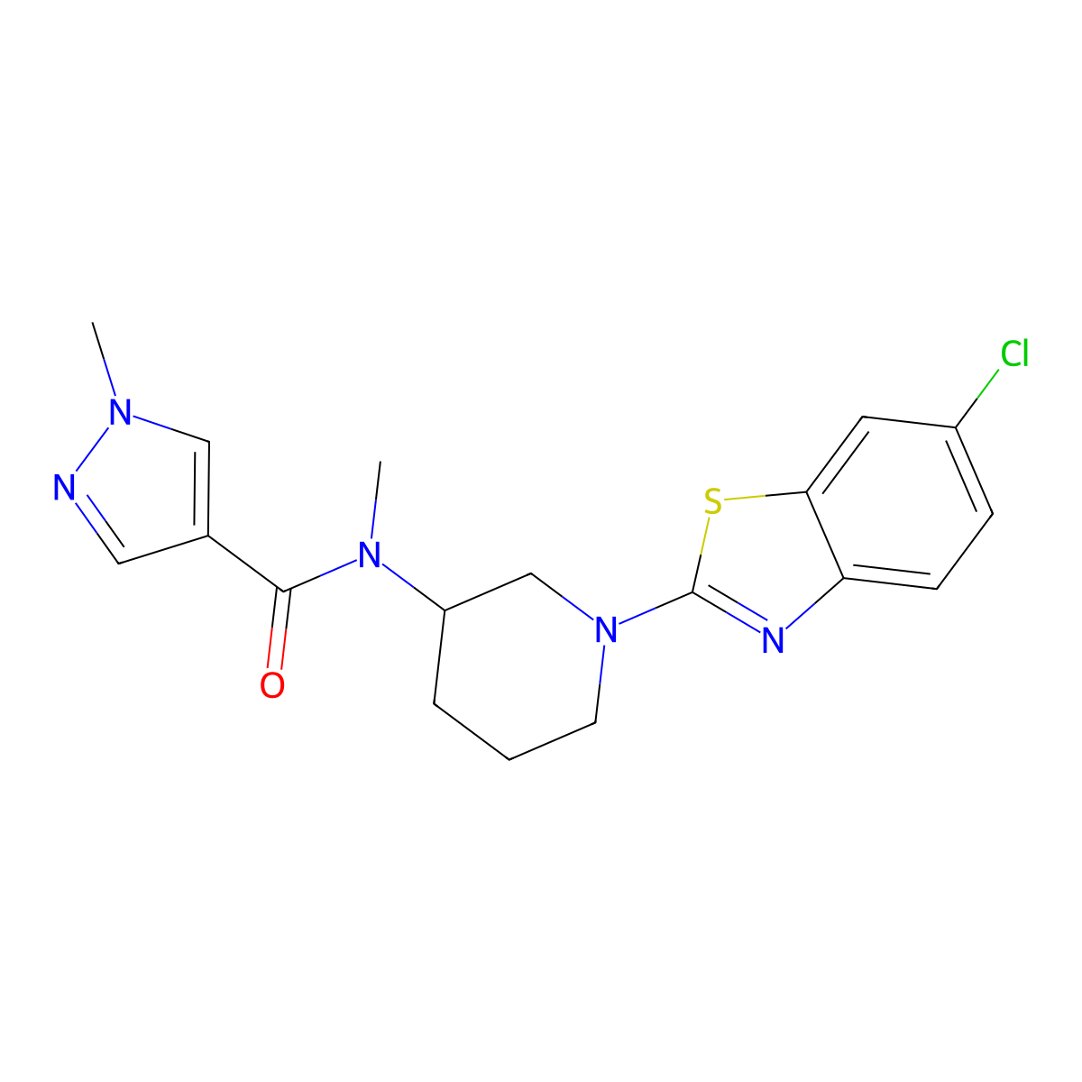 N-[1-(6-chloro-1,3-benzothiazol-2-yl)piperidin-3-yl]-N,1-dimethylpyrazole-4-carboxamide molecular structure, CAS 3082002-90-9