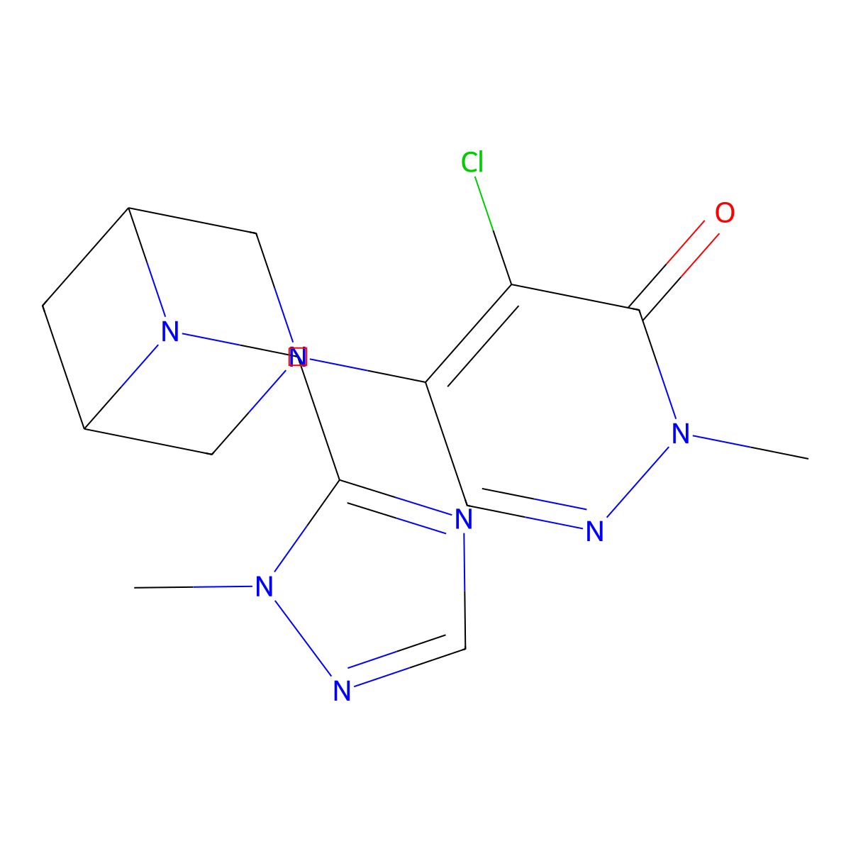 4-Chloro-2-methyl-5-[6-[(2-methyl-1,2,4-triazol-3-yl)methyl]-3,6-diazabicyclo[3.1.1]hexan-3-yl]pyridazin-3-one molecular structure, CAS 3082003-33-3