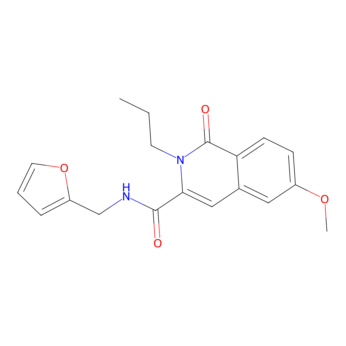 N-(furan-2-ylmethyl)-6-methoxy-1-oxo-2-propylisoquinoline-3-carboxamide molecular structure, CAS 3082005-96-4