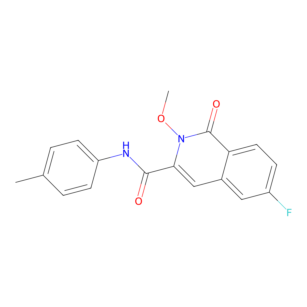 6-fluoro-2-methoxy-N-(4-methylphenyl)-1-oxoisoquinoline-3-carboxamide molecular structure, CAS 3082008-57-6