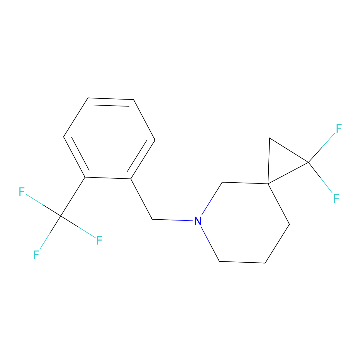 2,2-Difluoro-5-[[2-(trifluoromethyl)phenyl]methyl]-5-azaspiro[2.5]octane molecular structure, CAS 3082008-58-7