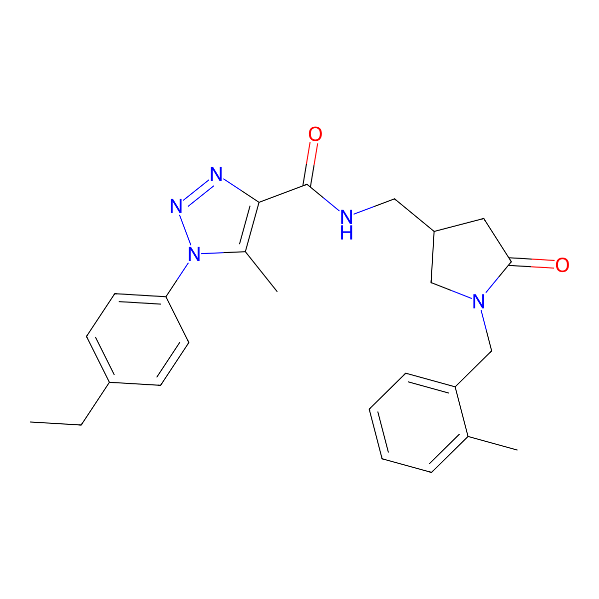 1-(4-ethylphenyl)-5-methyl-N-[[1-[(2-methylphenyl)methyl]-5-oxopyrrolidin-3-yl]methyl]triazole-4-carboxamide molecular structure, CAS 3082009-22-8