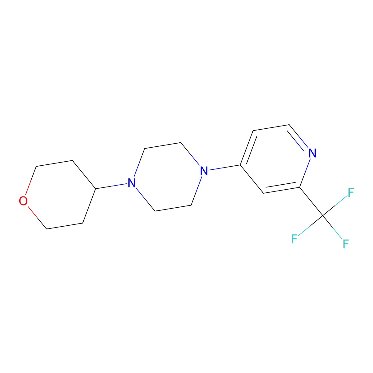 1-(Oxan-4-yl)-4-[2-(trifluoromethyl)pyridin-4-yl]piperazine molecular structure, CAS 3082012-26-5