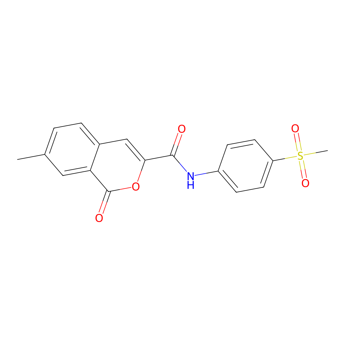 7-methyl-N-(4-methylsulfonylphenyl)-1-oxoisochromene-3-carboxamide molecular structure, CAS 3082012-27-6