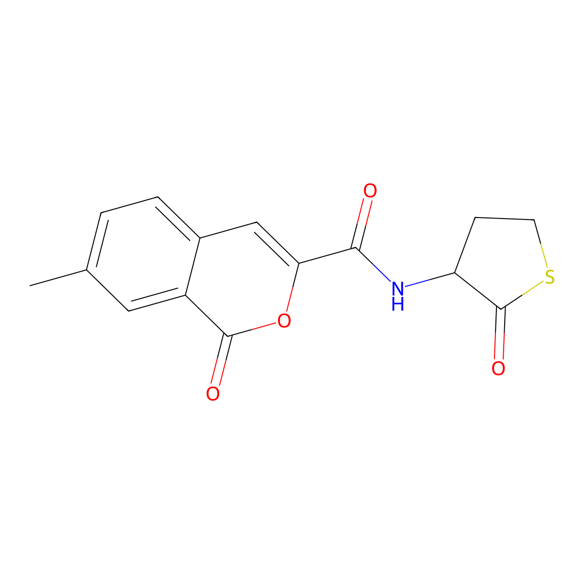 7-methyl-1-oxo-N-(2-oxothiolan-3-yl)isochromene-3-carboxamide molecular structure, CAS 3082012-33-4