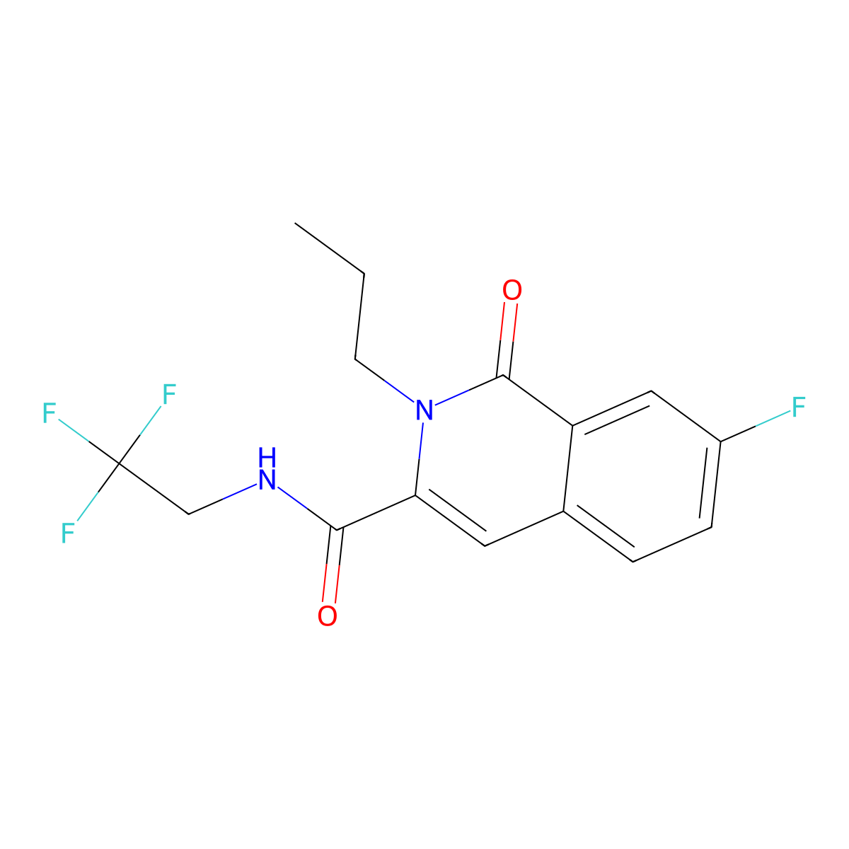 7-fluoro-1-oxo-2-propyl-N-(2,2,2-trifluoroethyl)isoquinoline-3-carboxamide molecular structure, CAS 3082012-76-5