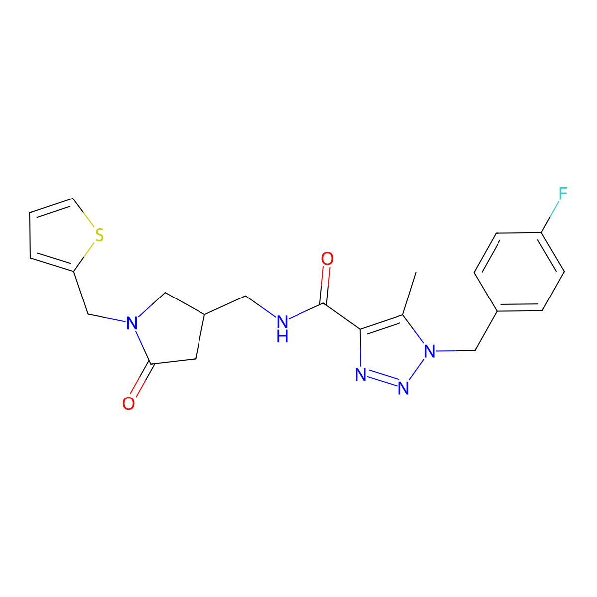 1-[(4-fluorophenyl)methyl]-5-methylN-[[5-oxo-1-(thiophen-2-ylmethyl)pyrrolidin-3-yl]methyl]triazole-4-carboxamide molecular structure, CAS 3082013-10-0