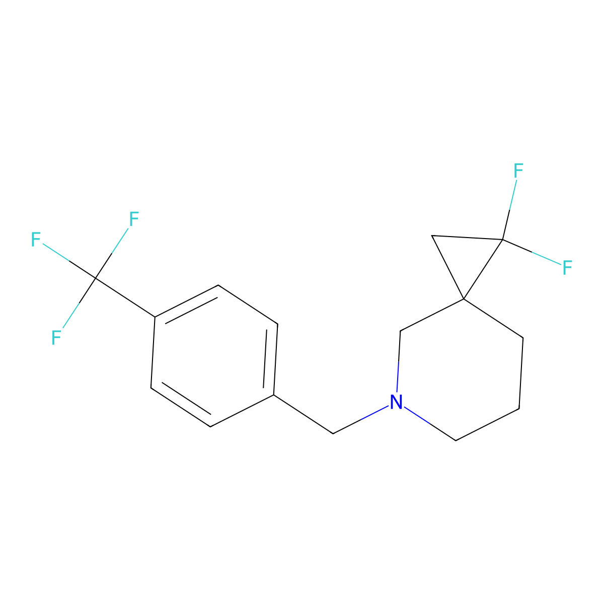 2,2-Difluoro-5-[[4-(trifluoromethyl)phenyl]methyl]-5-azaspiro[2.5]octane molecular structure, CAS 3082015-14-0