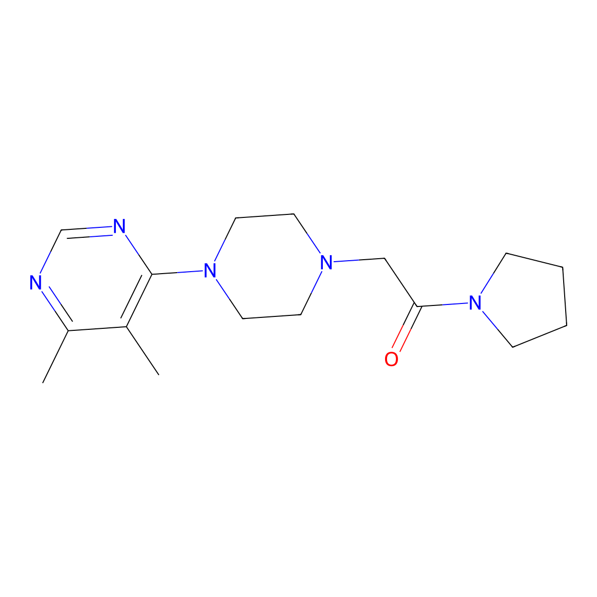 2-[4-(5,6-Dimethylpyrimidin-4-yl)piperazin-1-yl]-1-pyrrolidin-1-ylethanone molecular structure, CAS 3082016-96-1
