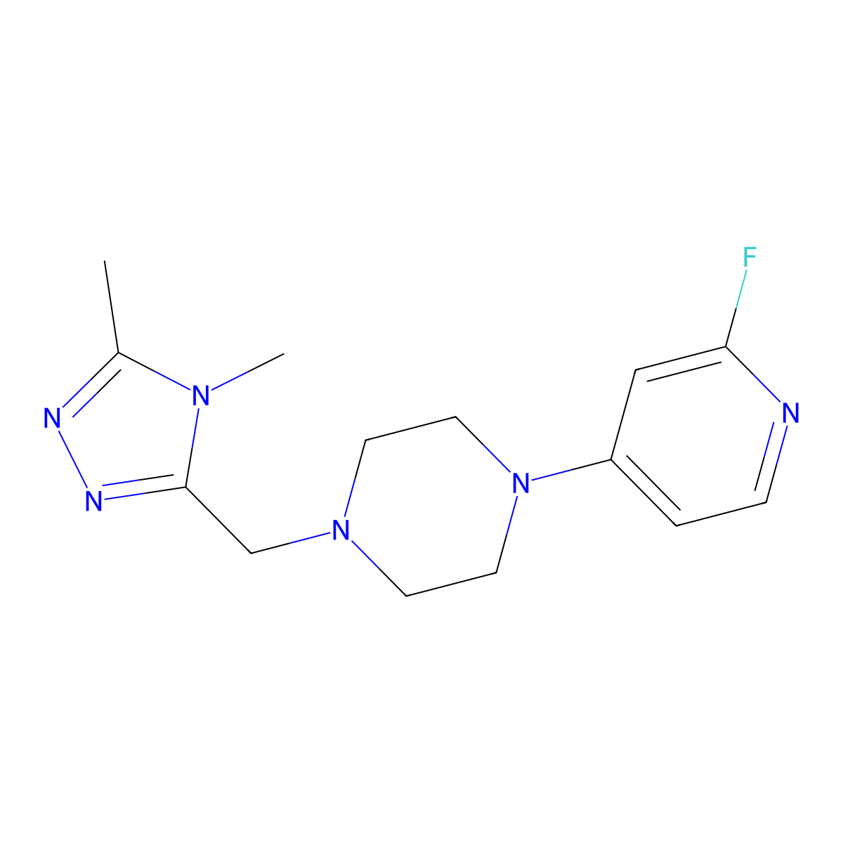 1-[(4,5-Dimethyl-1,2,4-triazol-3-yl)methyl]-4-(2-fluoropyridin-4-yl)piperazine molecular structure, CAS 3082018-37-6