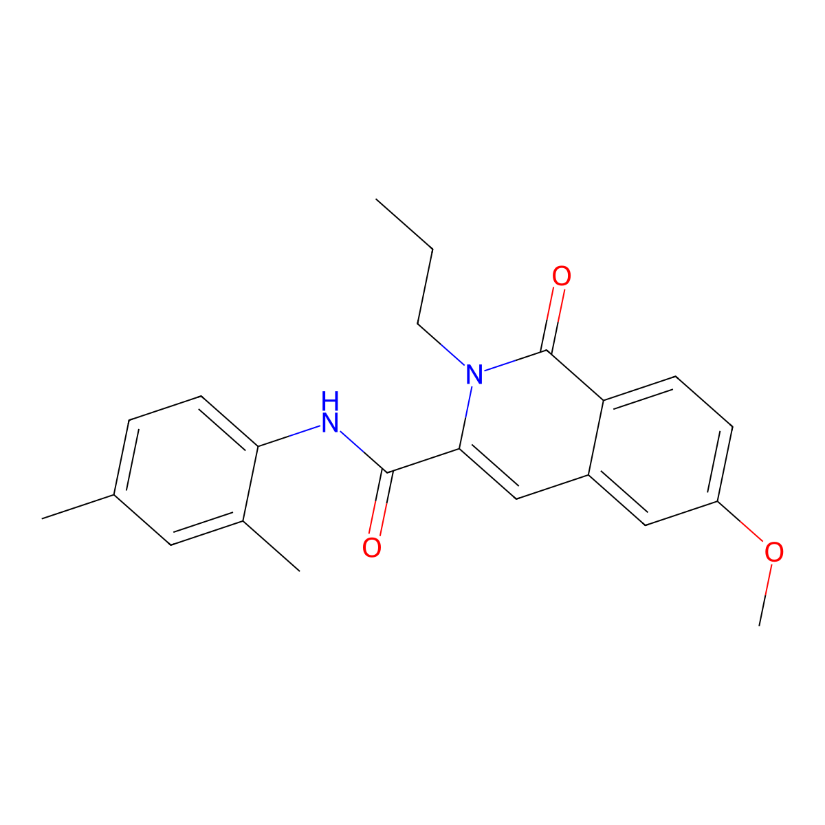 N-(2,4-dimethylphenyl)-6-methoxy-1-oxo-2-propylisoquinoline-3-carboxamide molecular structure, CAS 3082019-16-4