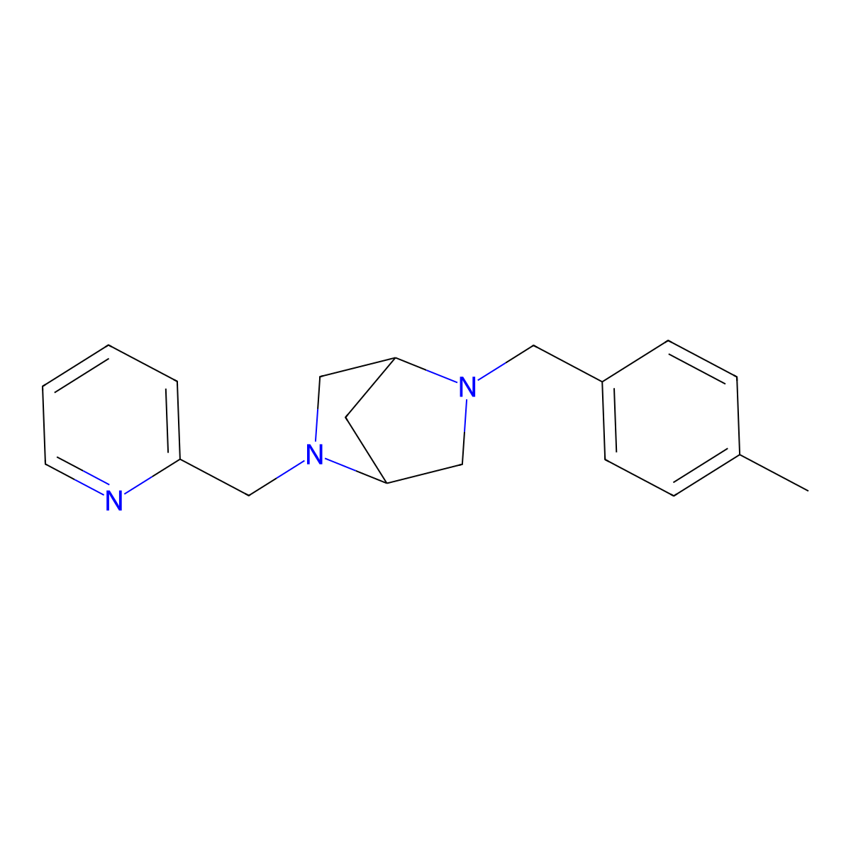 2-[(4-Methylphenyl)methyl]-5-(pyridin-2-ylmethyl)-2,5-diazabicyclo[2.2.1]heptane molecular structure, CAS 3082027-00-4