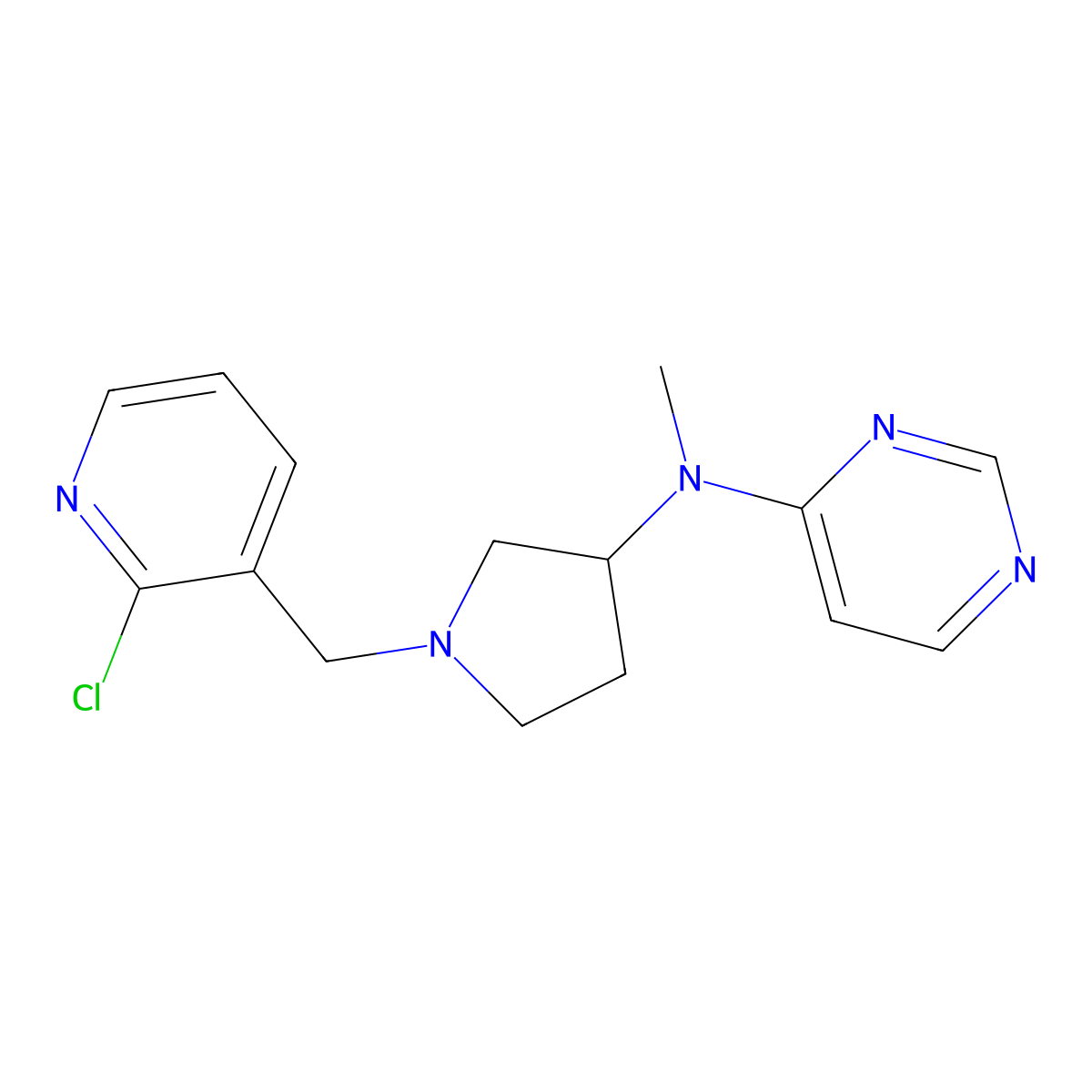 N-{1-[(2-chloropyridin-3-yl)methyl]pyrrolidin-3-yl}-N-methylpyrimidin-4-amine molecular structure, CAS 3082029-38-4