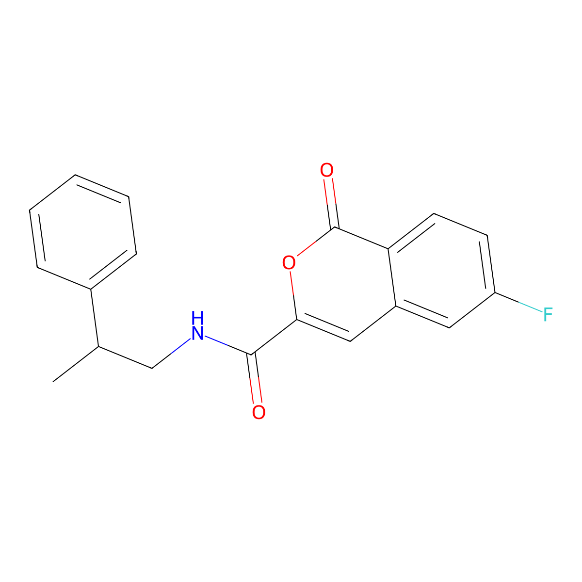 6-fluoro-1-oxo-N-(2-phenylpropyl)isochromene-3-carboxamide molecular structure, CAS 3082039-17-3
