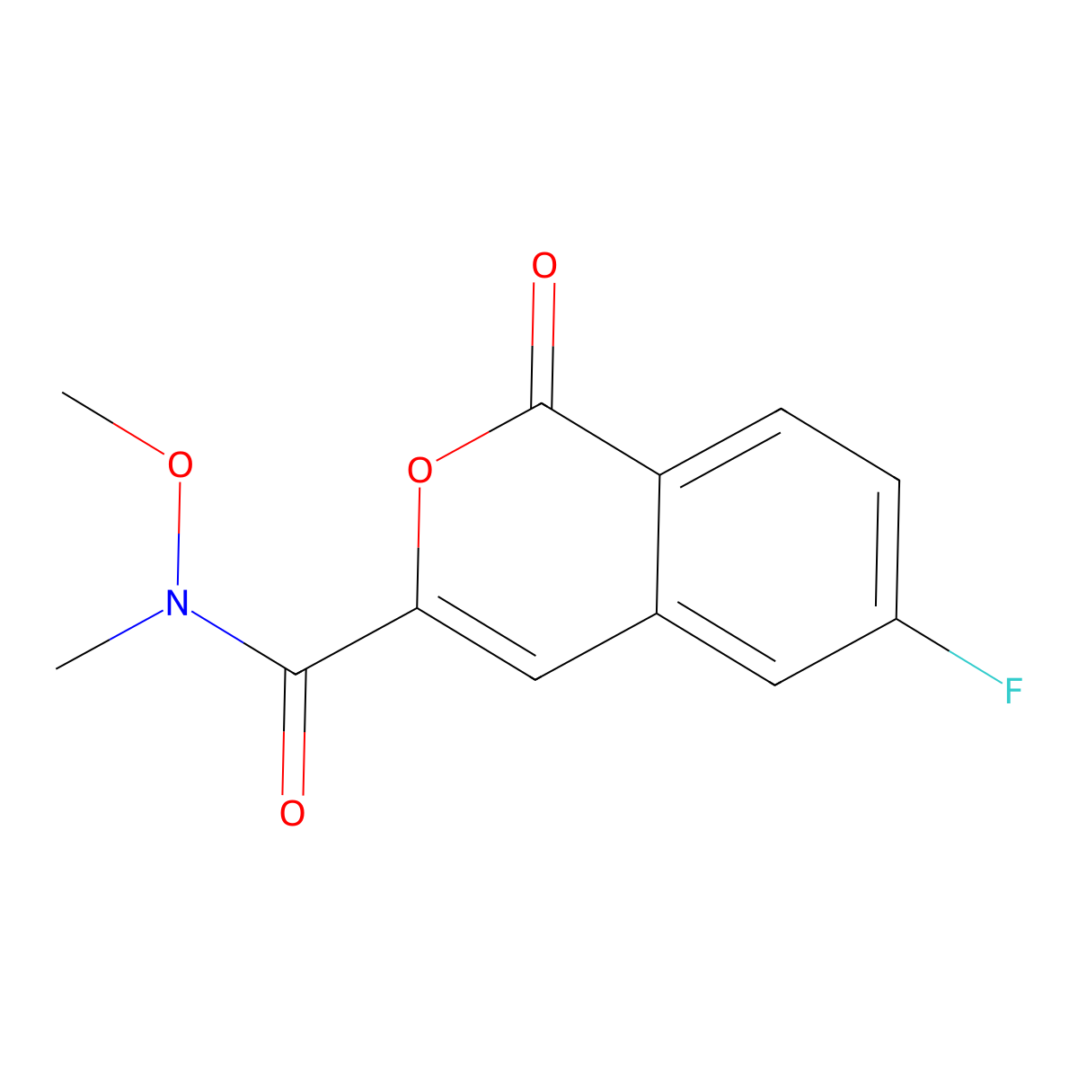 6-fluoro-N-methoxy-N-methyl-1-oxoisochromene-3-carboxamide molecular structure, CAS 3082086-57-2