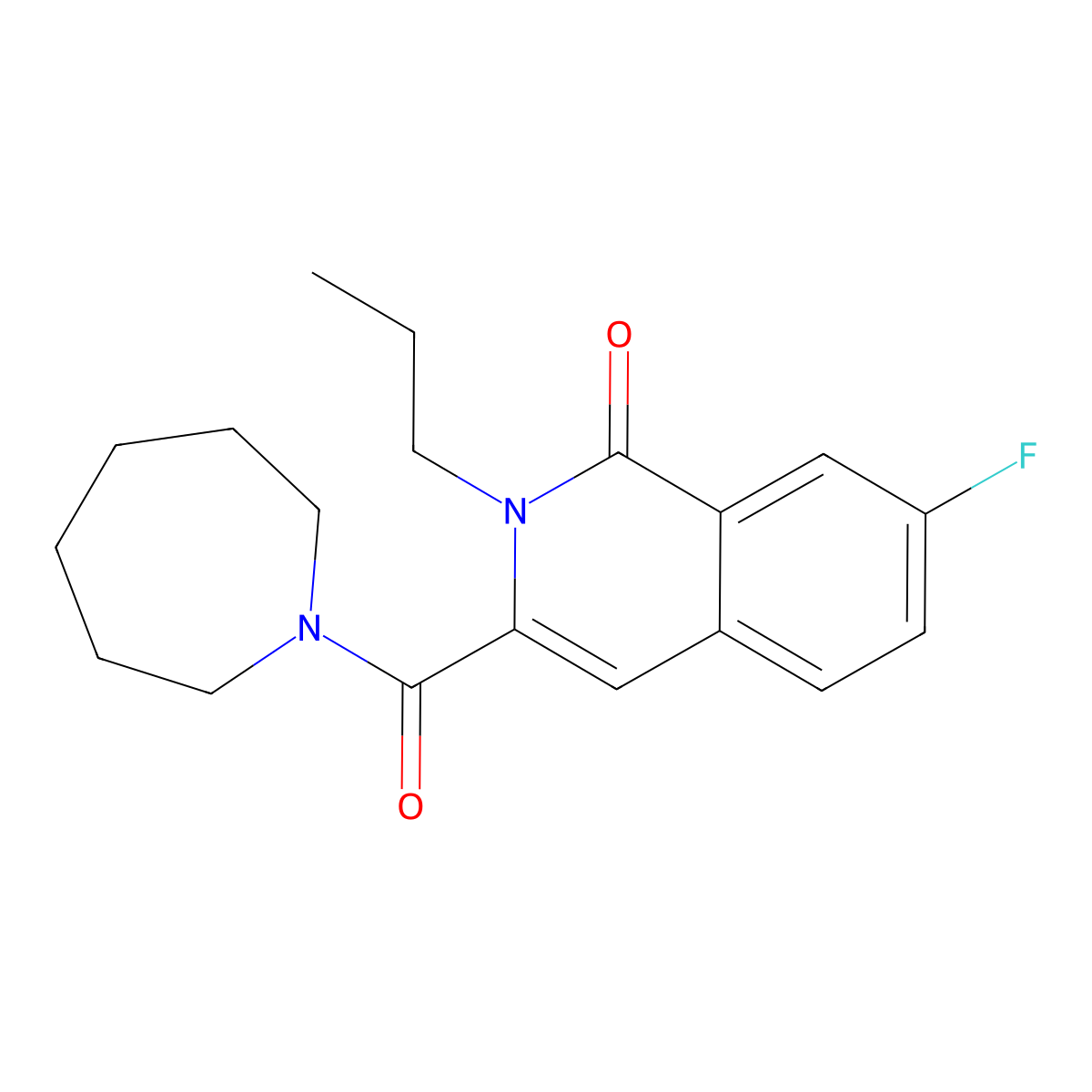 3-(Azepane-1-carbonyl)-7-fluoro-2-propylisoquinolin-1-one molecular structure, CAS 3082086-63-0