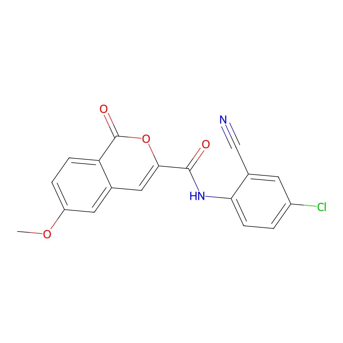 N-(4-chloro-2-cyanophenyl)-6-methoxy-1-oxoisochromene-3-carboxamide molecular structure, CAS 3082108-29-7