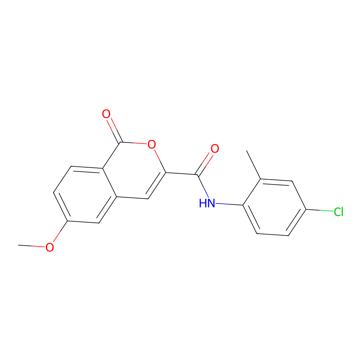 N-(4-chloro-2-methylphenyl)-6-methoxy-1-oxoisochromene-3-carboxamide molecular structure, CAS 3082108-45-7
