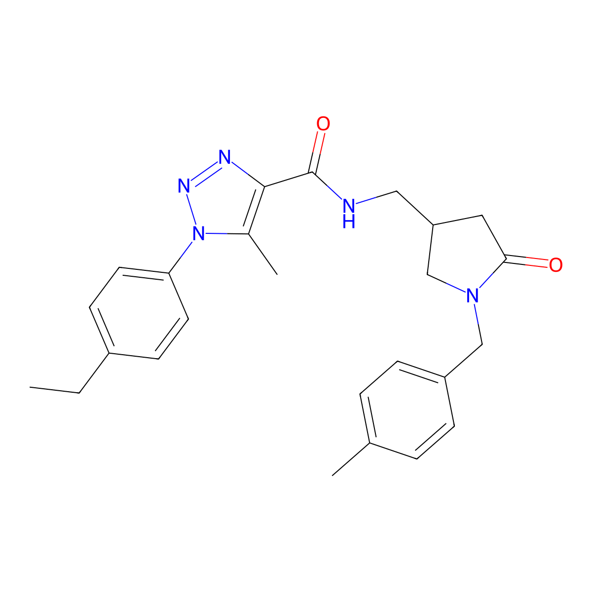 1-(4-ethylphenyl)-5-methyl-N-[[1-[(4-methylphenyl)methyl]-5-oxopyrrolidin-3-yl]methyl]triazole-4-carboxamide molecular structure, CAS 3082108-58-2
