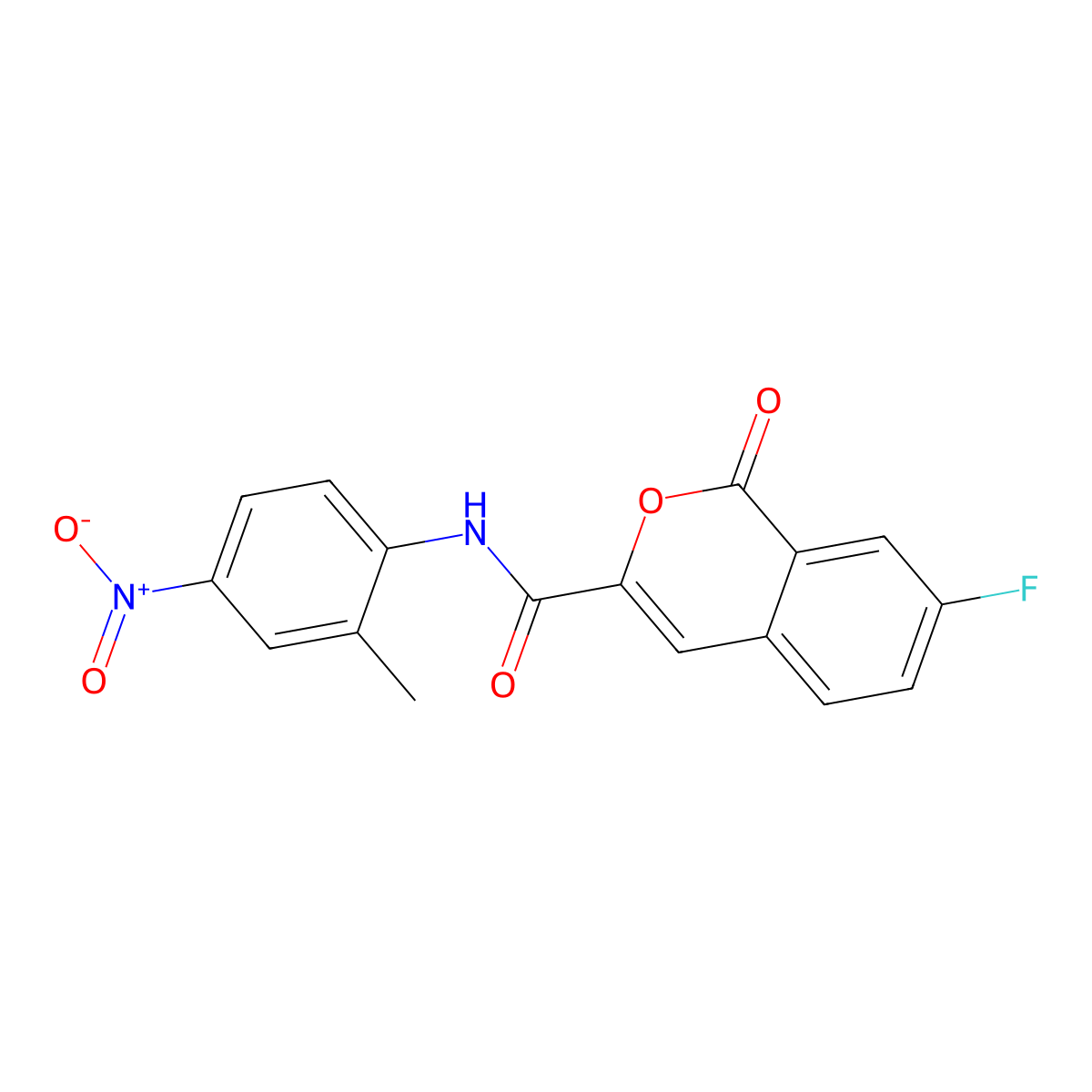 7-fluoro-N-(2-methyl-4-nitrophenyl)-1-oxoisochromene-3-carboxamide molecular structure, CAS 3082110-13-9
