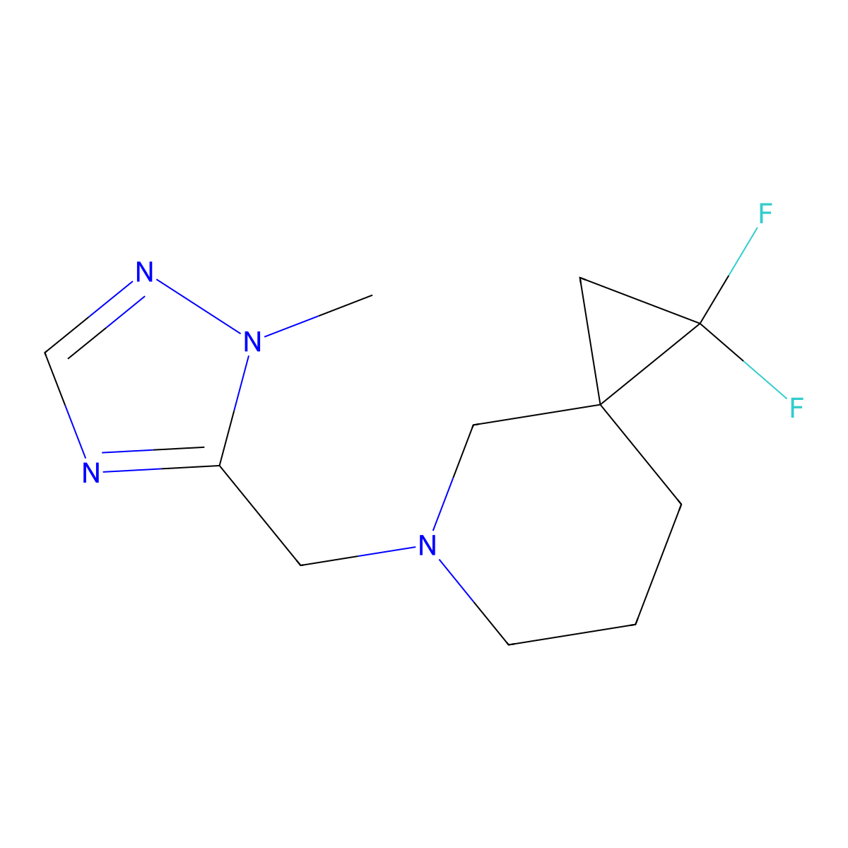2,2-Difluoro-5-[(2-methyl-1,2,4-triazol-3-yl)methyl]-5-azaspiro[2.5]octane molecular structure, CAS 3082110-73-1