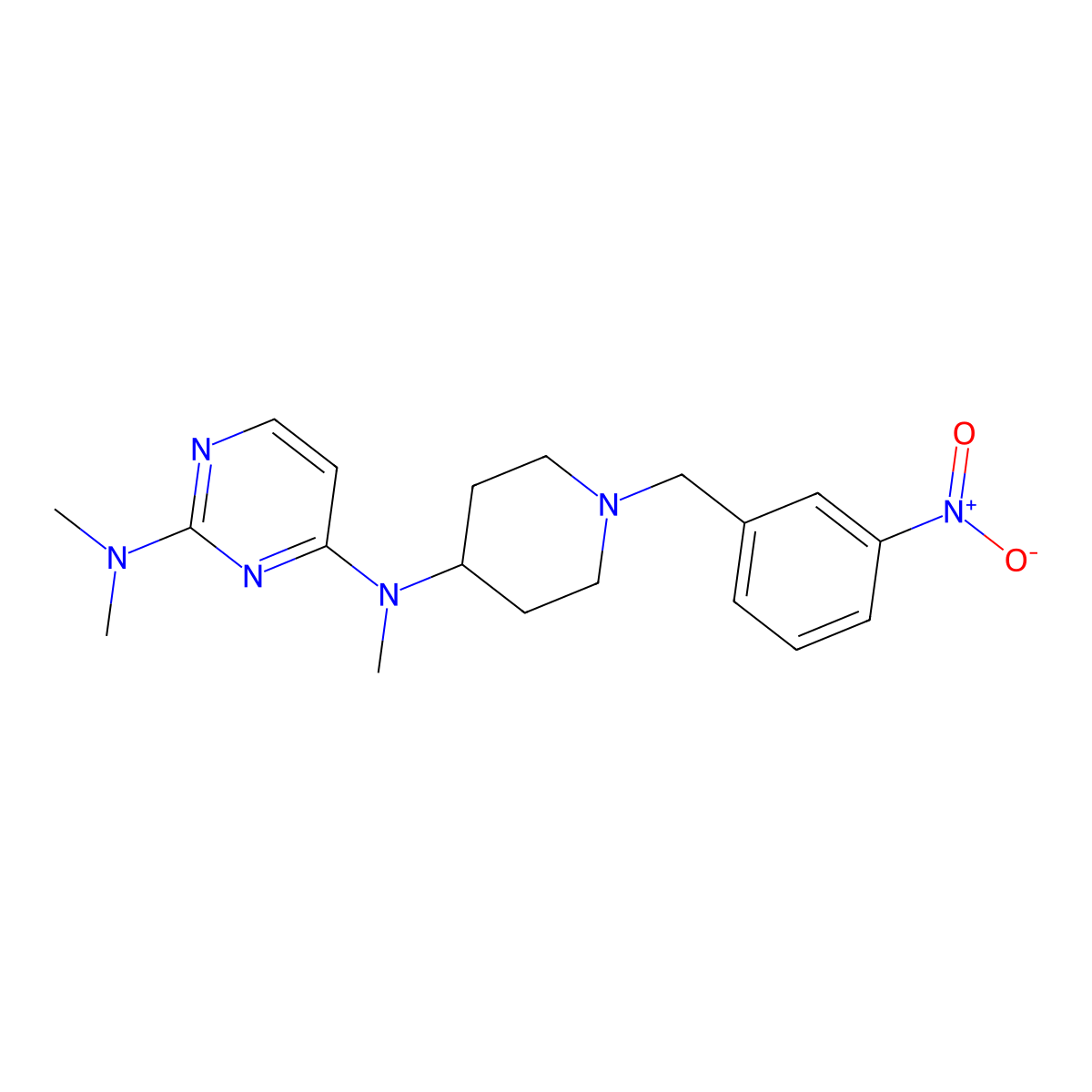 2-N,2-N,4-N-trimethyl-4-N-[1-[(3-nitrophenyl)methyl]piperidin-4-yl]pyrimidine-2,4-diamine molecular structure, CAS 3082111-42-7