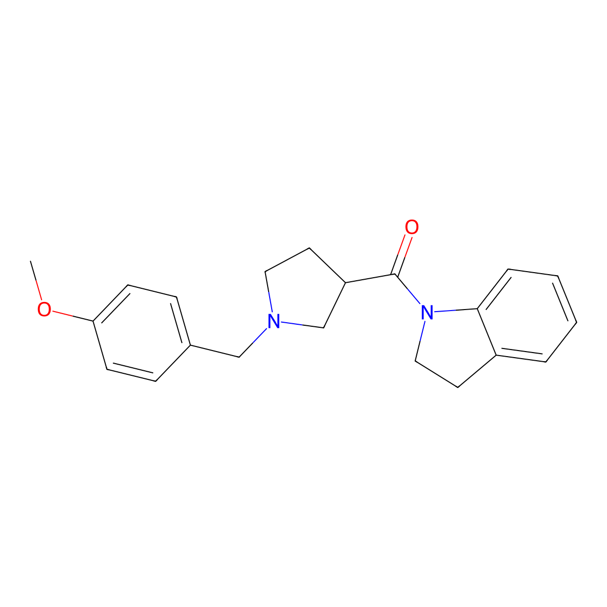 2,3-Dihydroindol-1-yl-[1-[(4-methoxyphenyl)methyl]pyrrolidin-3-yl]methanone molecular structure, CAS 3082113-42-3