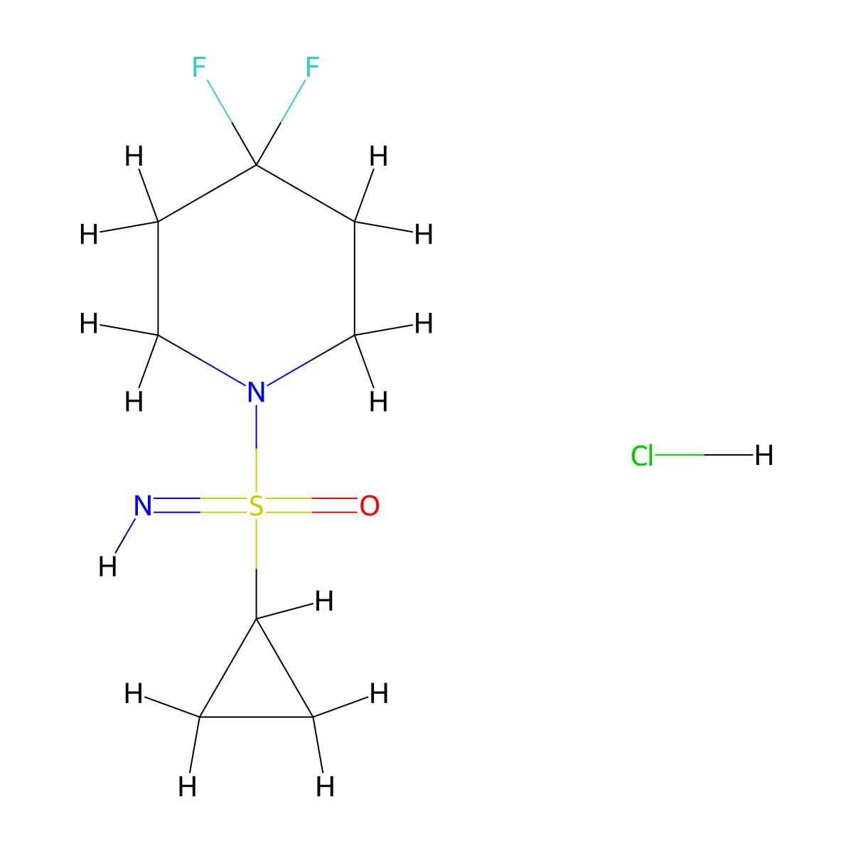 1-(Cyclopropanesulfonimidoyl)-4,4-difluoropiperidine hydrochloride molecular structure, CAS 3082117-30-1