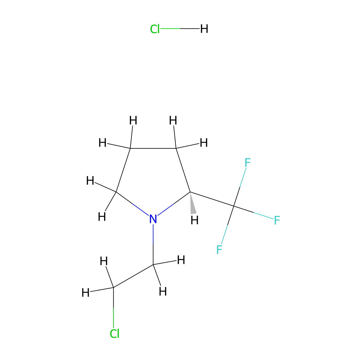 (2S)-1-(2-chloroethyl)-2-(trifluoromethyl)pyrrolidine hydrochloride molecular structure, CAS 3082123-66-5