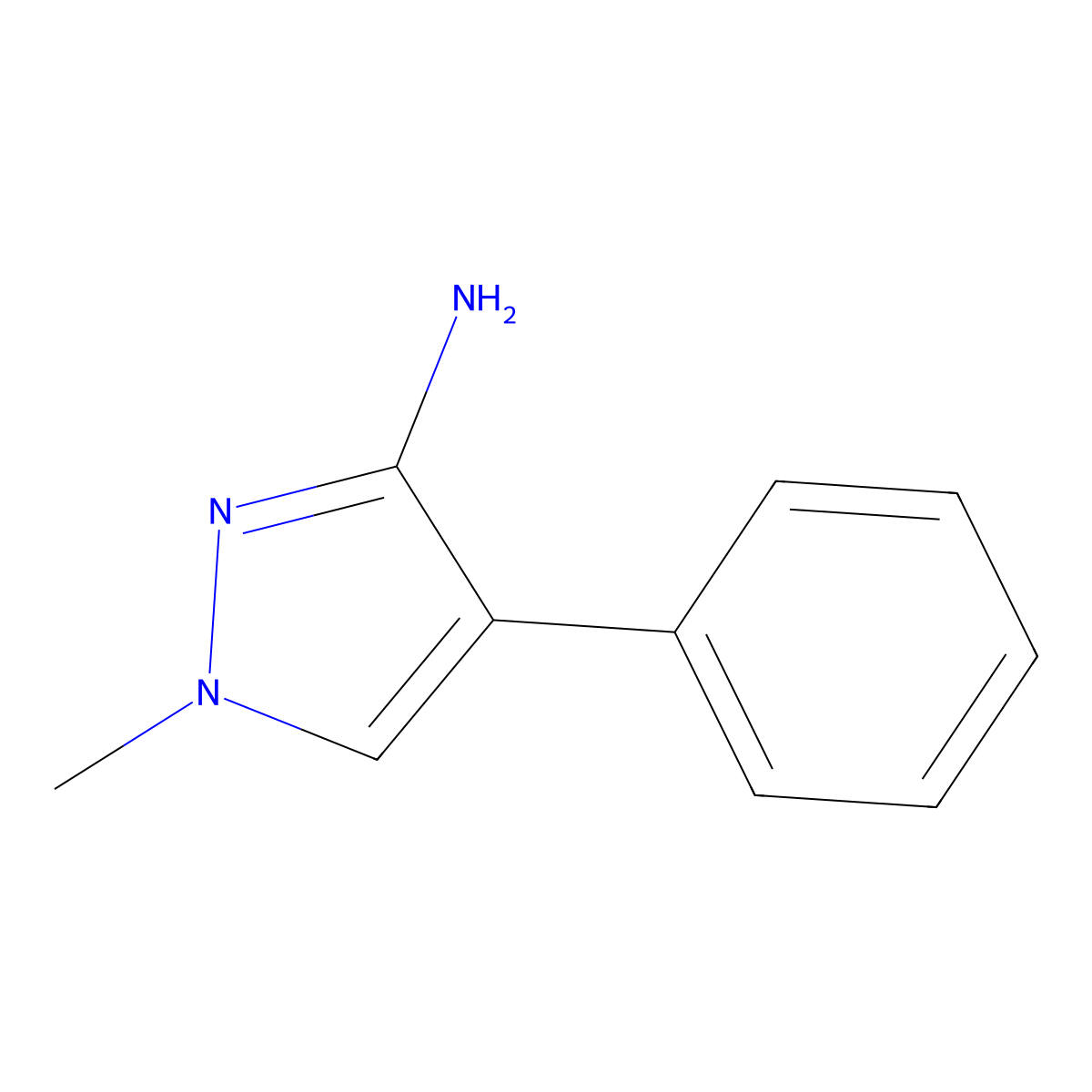 1-methyl-4-phenyl-1H-pyrazol-3-amine molecular structure, CAS 30823-51-9