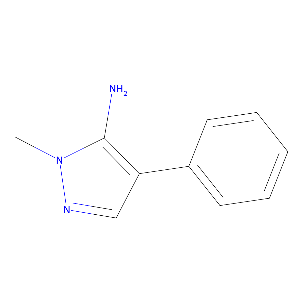 1-methyl-4-phenyl-1H-pyrazol-5-amine molecular structure, CAS 30823-52-0
