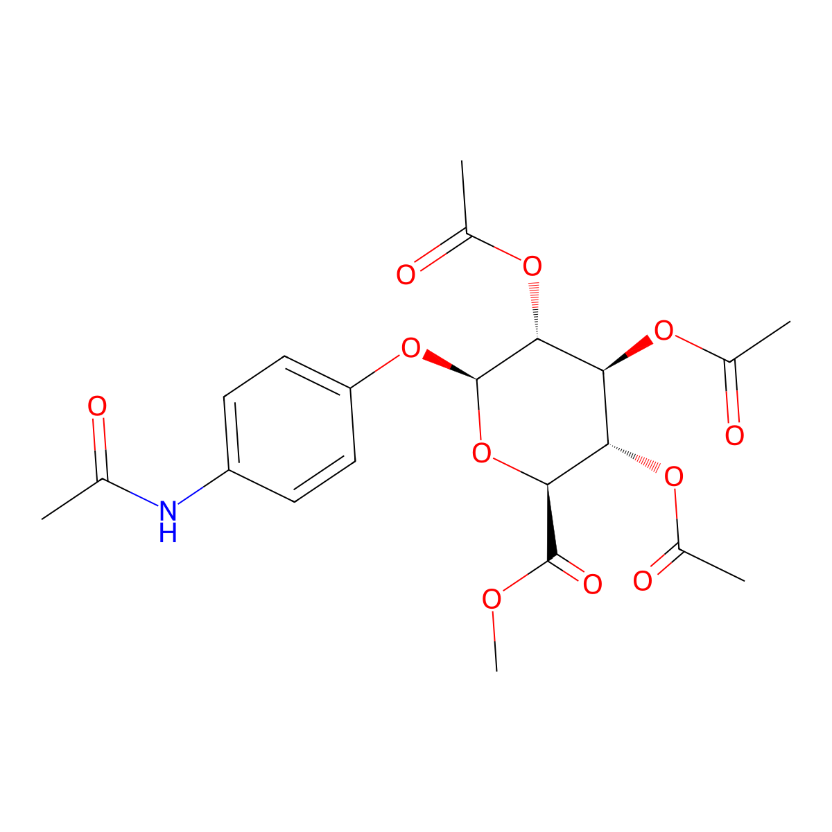 (2S,3R,4S,5S,6S)-2-(4-Acetamidophenoxy)-6-(methoxycarbonyl)tetrahydro-2H-pyran-3,4,5-triyl triacetate molecular structure, CAS 30824-21-6