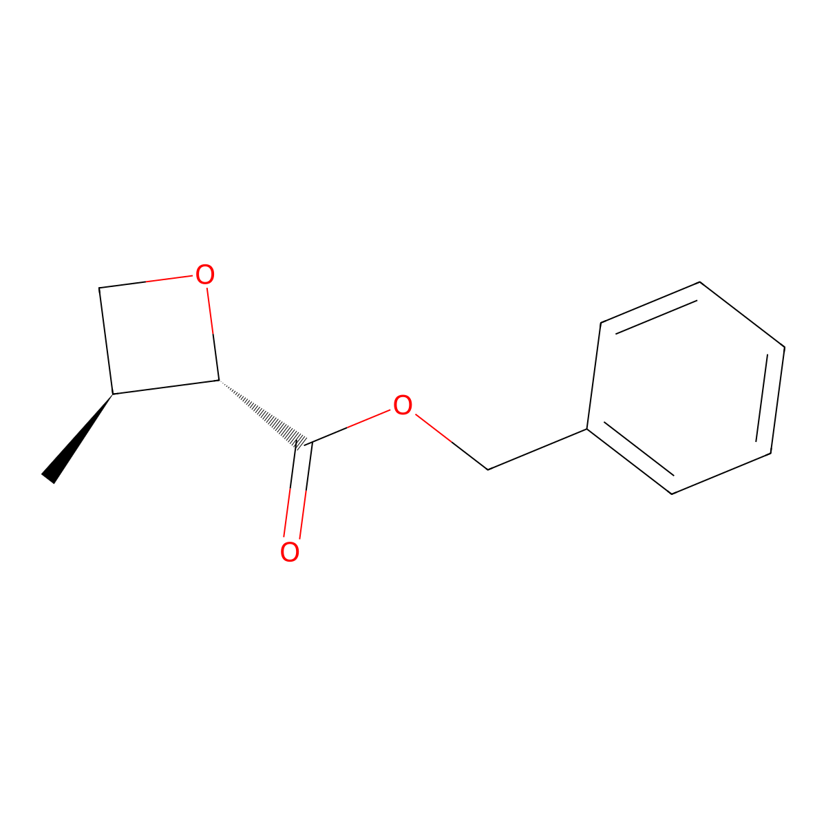 Benzyl (2S,3S)-3-methyloxetane-2-carboxylate molecular structure, CAS 3082420-80-9