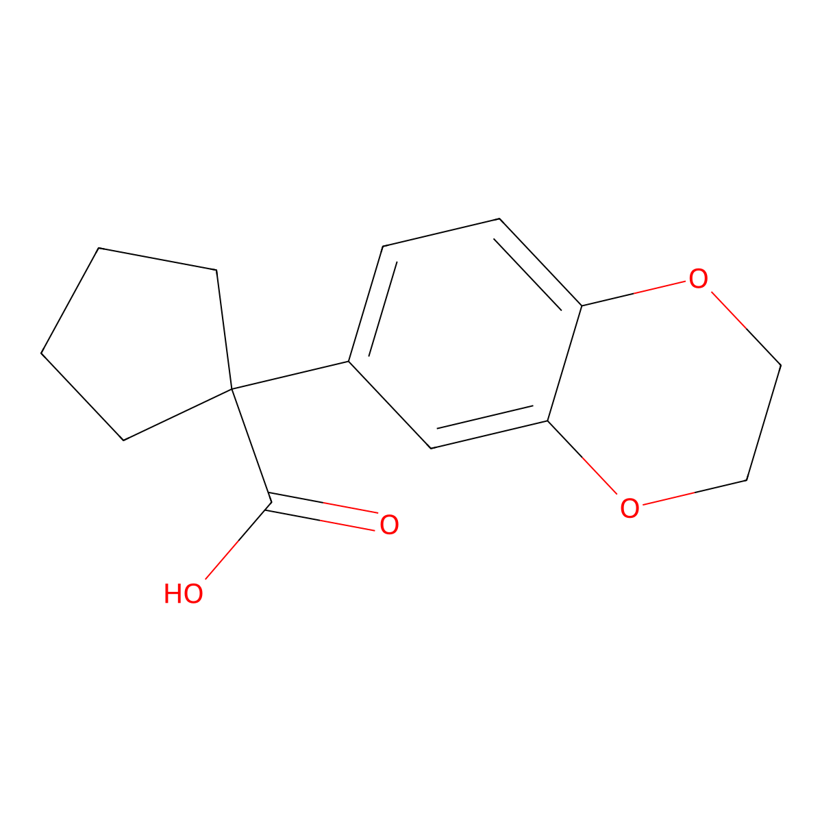 1-(2,3-Dihydro-1,4-benzodioxin-6-yl)cyclopentane-1-carboxylic acid molecular structure, CAS 308244-31-7