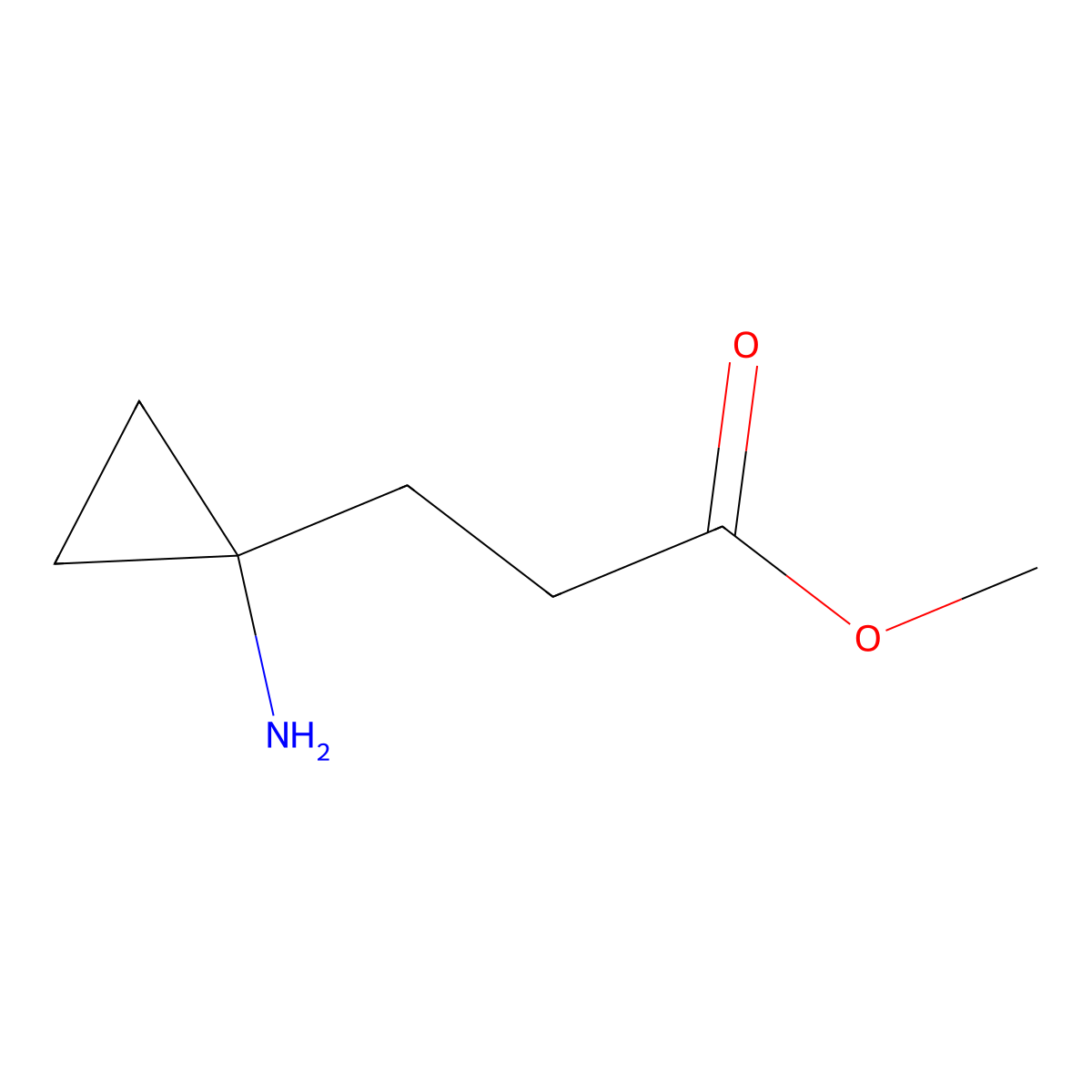 Methyl 3-(1-aminocyclopropyl)propanoate molecular structure, CAS 308266-49-1