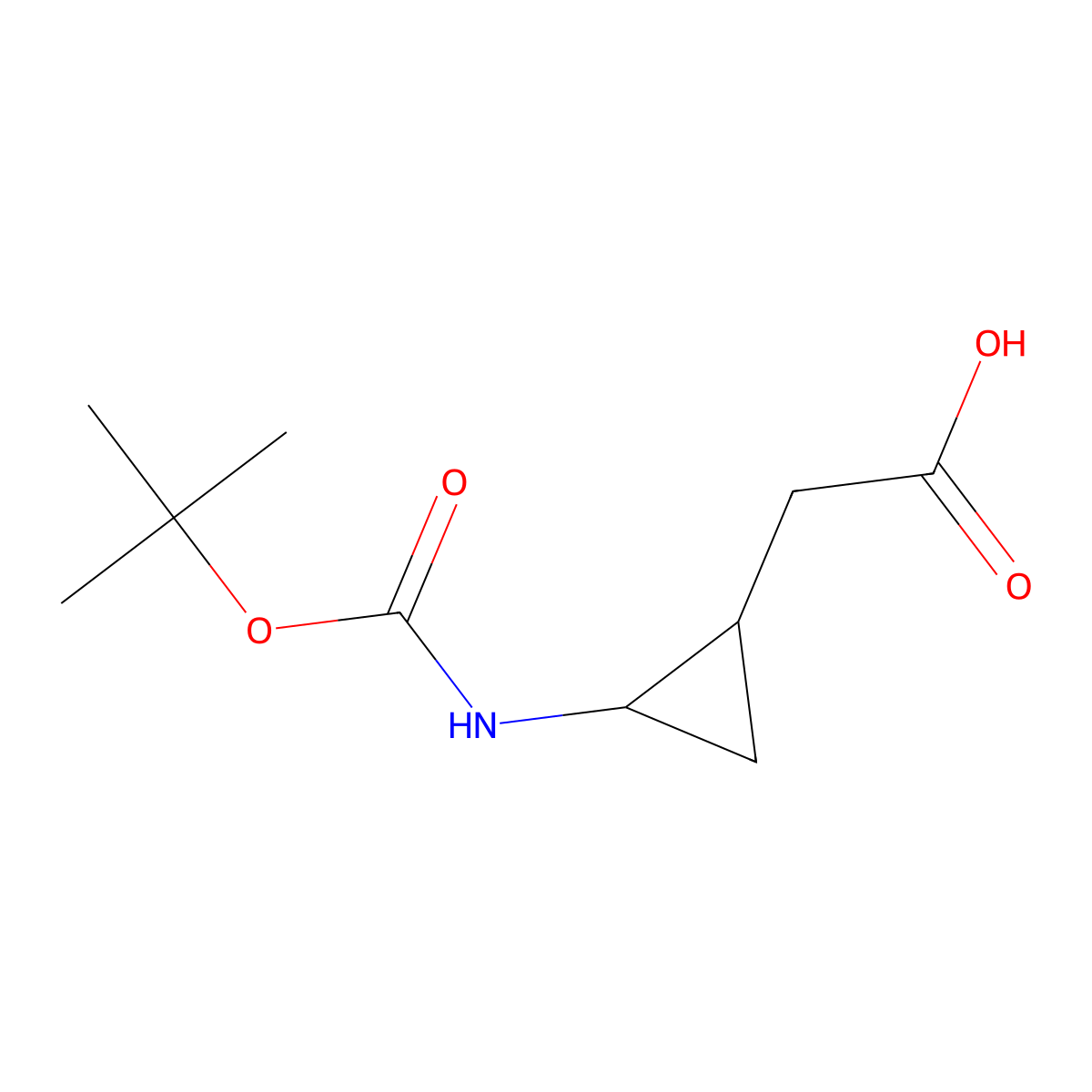 2-((1R,2S)-2-((tert-Butoxycarbonyl)amino)cyclopropyl)acetic acid molecular structure, CAS 308266-57-1
