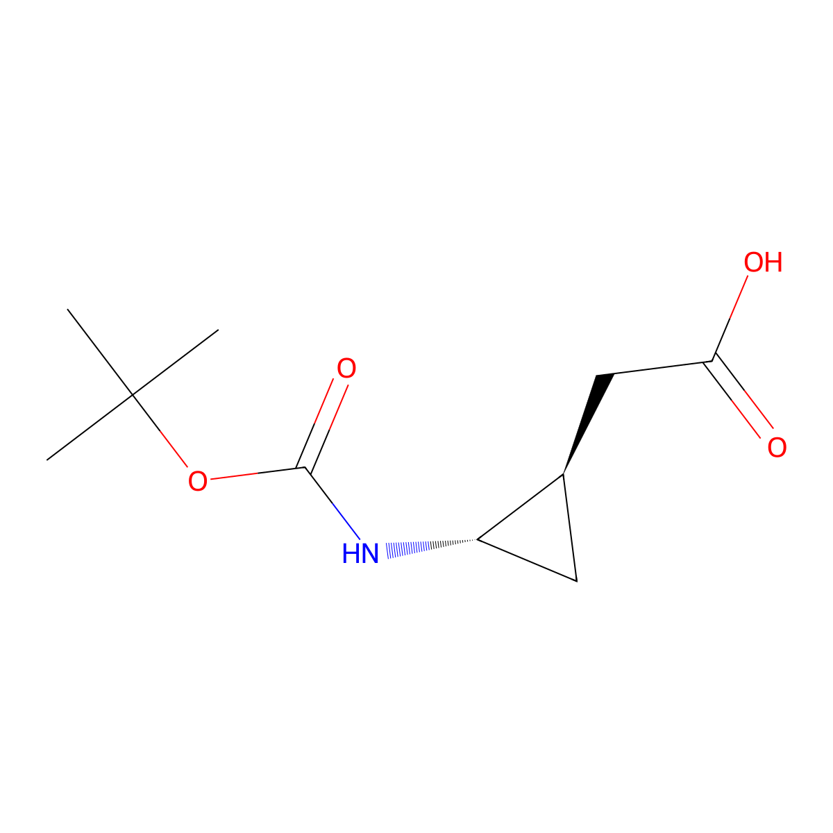 2-((1R,2S)-2-((tert-Butoxycarbonyl)amino)cyclopropyl)acetic acid molecular structure, CAS 308266-57-1