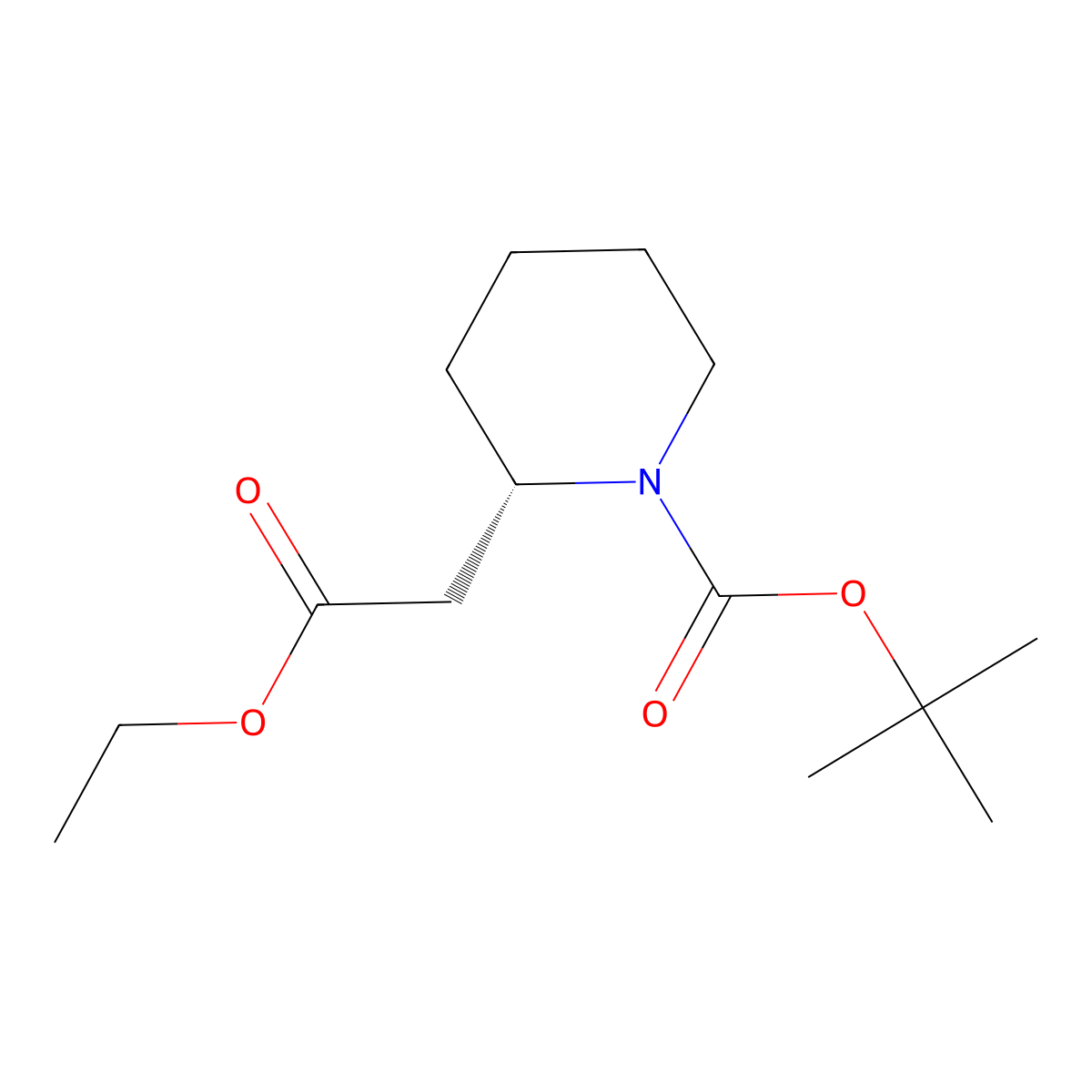 (S)-tert-Butyl 2-(2-ethoxy-2-oxoethyl)piperidine-1-carboxylate molecular structure, CAS 308273-64-5