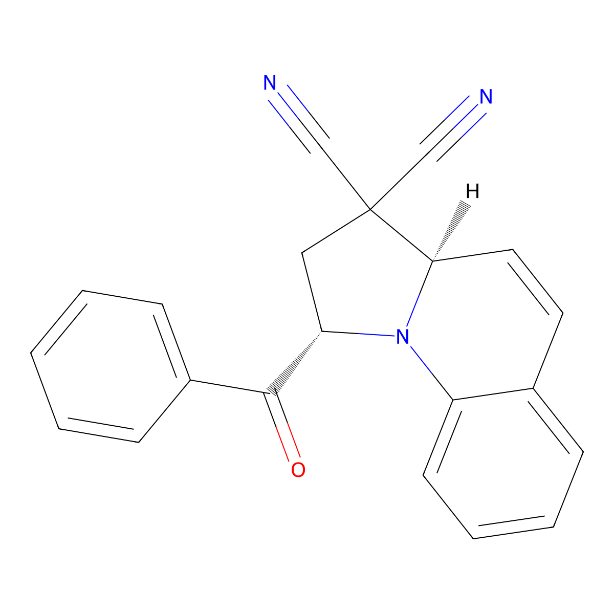 (1S,3aR)-1-(phenylcarbonyl)-1,2-dihydropyrrolo[1,2-a]quinoline-3,3(3aH)-dicarbonitrile molecular structure, CAS 308289-60-3