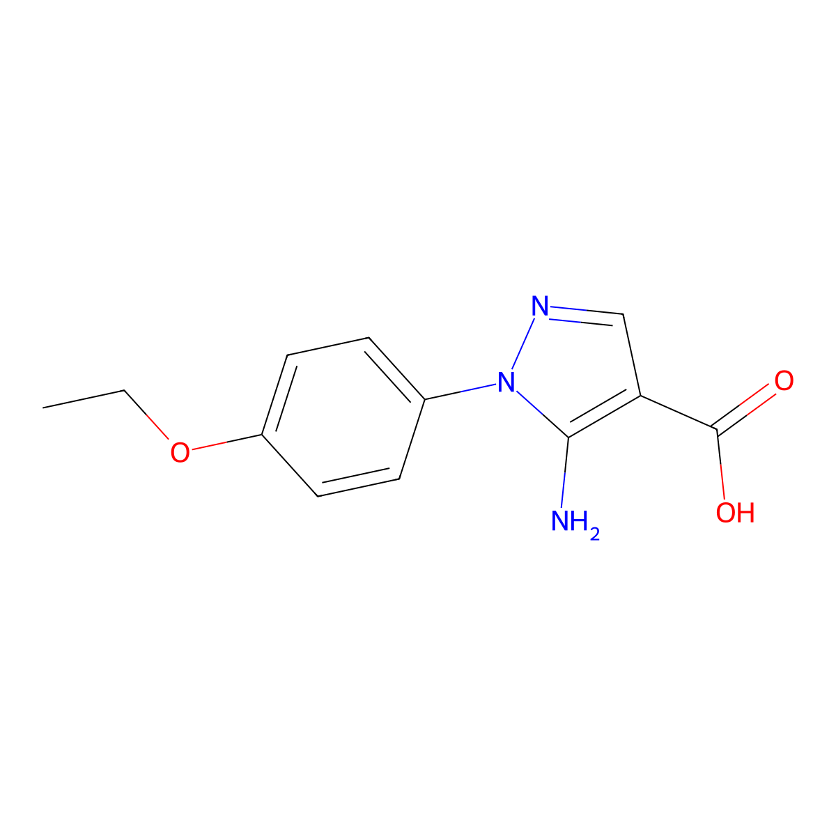 5-amino-1-(4-ethoxyphenyl)-1H-pyrazole-4-carboxylic acid molecular structure, CAS 30829-72-2
