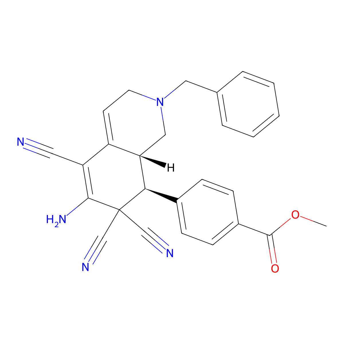 Methyl 4-(6-amino-2-benzyl-5,7,7-tricyano-1,2,3,7,8,8a-hexahydro-8-isoquinolinyl)benzoate molecular structure, CAS 308290-39-3