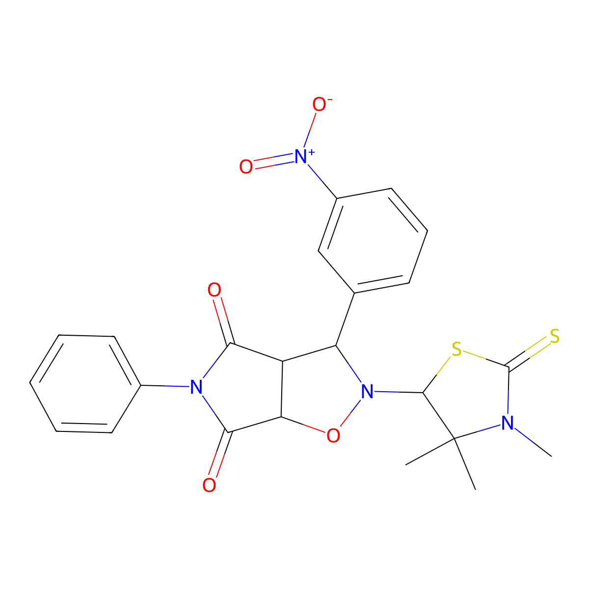 3-(3-nitrophenyl)-5-phenyl-2-(3,4,4-trimethyl-2-sulfanylidene-1,3-thiazolidin-5-yl)-3a,6a-dihydro-3H-pyrrolo[3,4-d][1,2]oxazole-4,6-dione molecular structure, CAS 308290-43-9