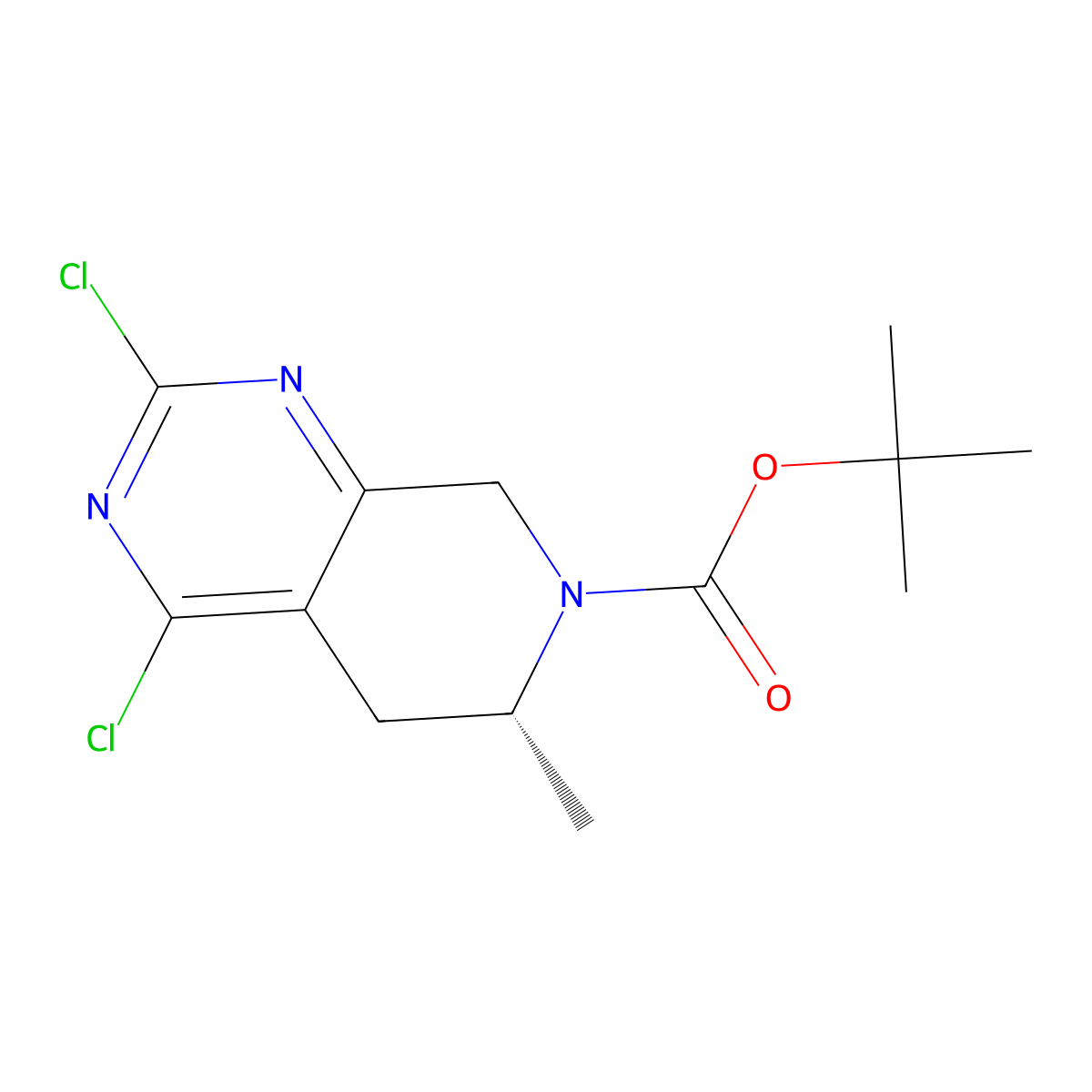 tert-butyl (6R)-2,4-dichloro-6-methyl-6,8-dihydro-5H-pyrido[3,4-d]pyrimidine-7-carboxylate molecular structure, CAS 3082910-03-7
