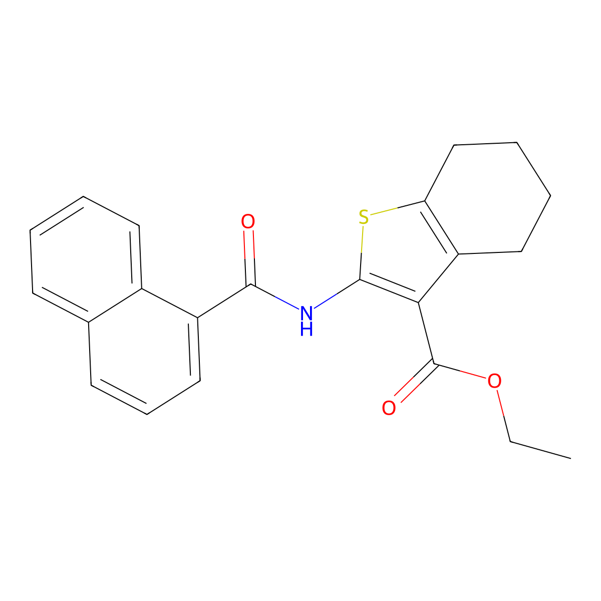 Ethyl 2-(naphthalene-1-amido)-4,5,6,7-tetrahydro-1-benzothiophene-3-carboxylate molecular structure, CAS 308292-40-2