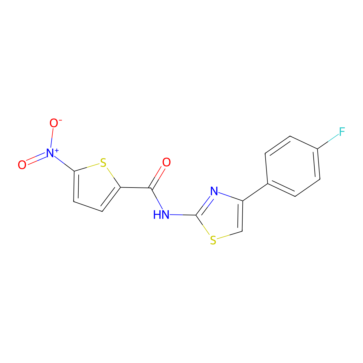 N-[4-(4-fluorophenyl)-1,3-thiazol-2-yl]-5-nitrothiophene-2-carboxamide molecular structure, CAS 308292-78-6