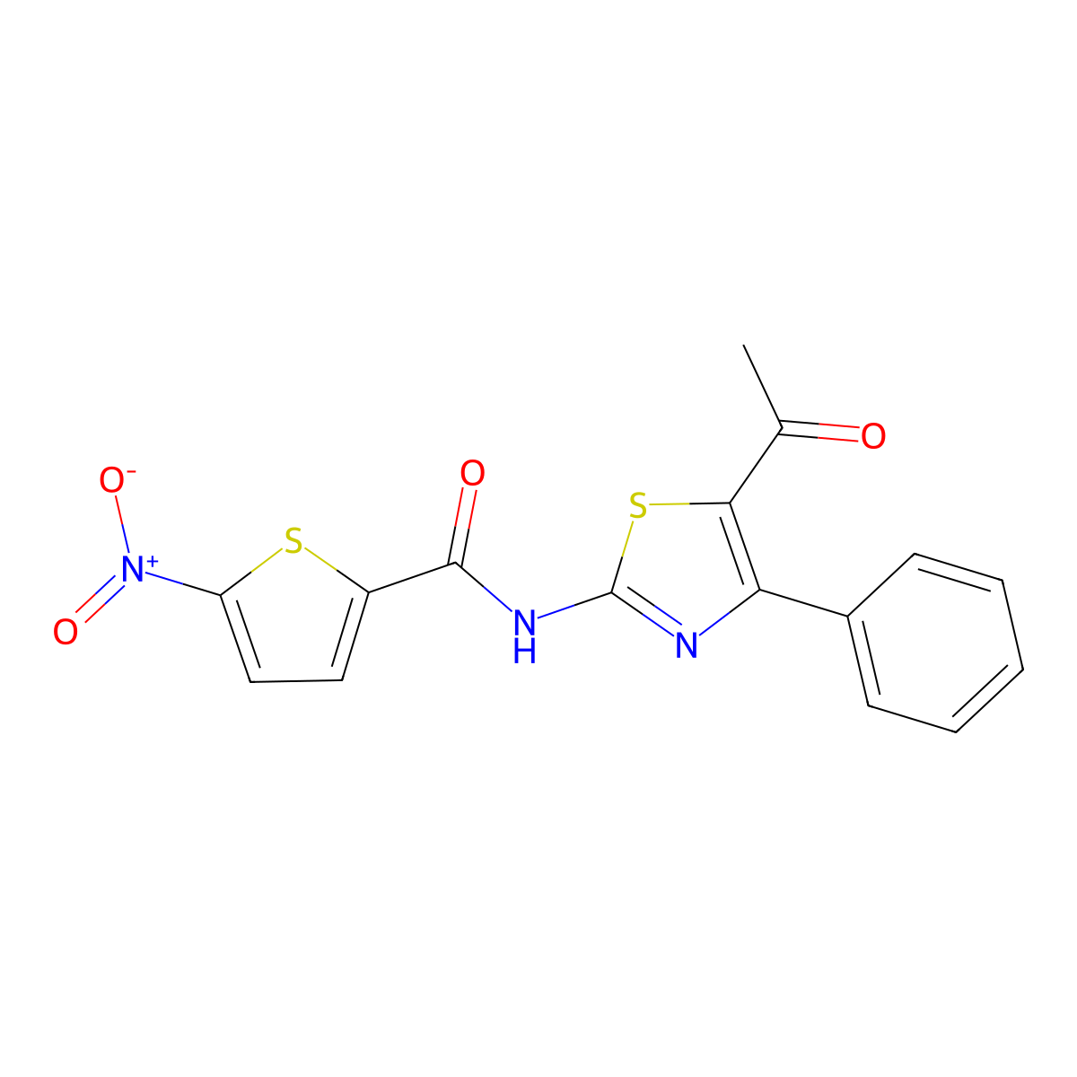 N-(5-acetyl-4-phenyl-1,3-thiazol-2-yl)-5-nitrothiophene-2-carboxamide molecular structure, CAS 308292-87-7